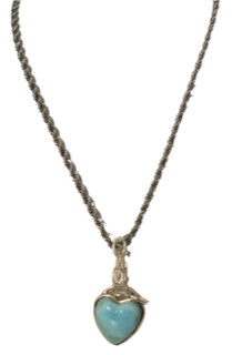 AAA - Natural Larimar gemstone heart pendant by Larimar