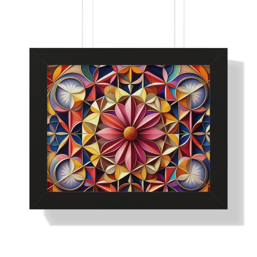 LBM Symmetrical Flowers Framed Horizontal Poster