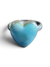 Caribbean Heart-Shaped Larimar & 925 Sterling Silver Ring