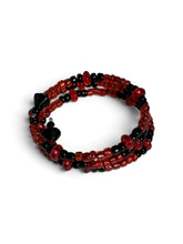 Crimson Noir Beaded Wrap Bracelet